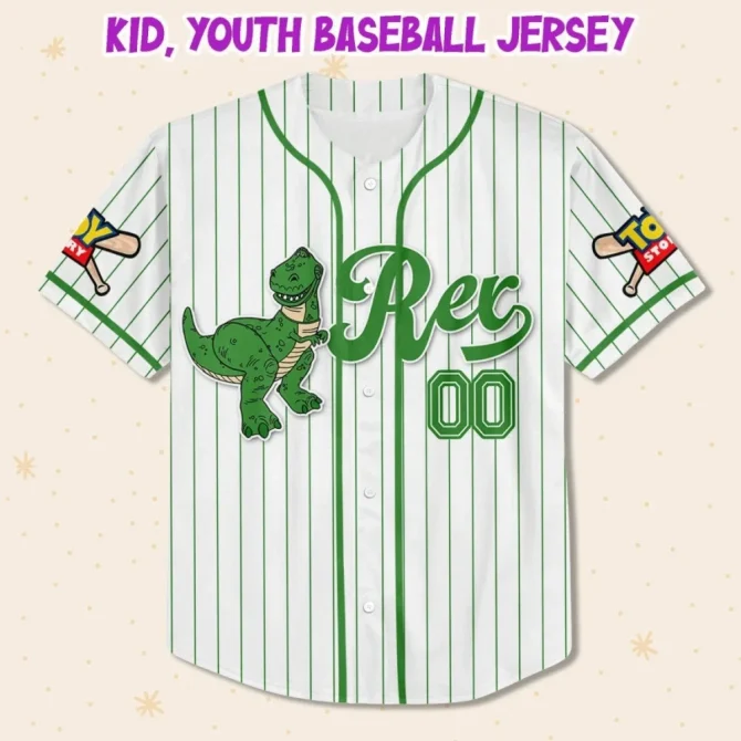 Custom Dinosaur Baseball Jersey For Kids/Youth/Adults - Add Your Name! - Image 2