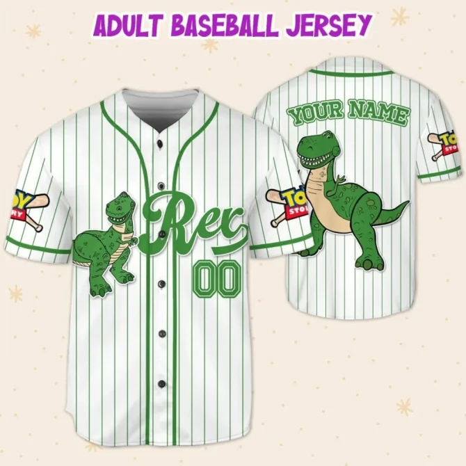 Custom Dinosaur Baseball Jersey For Kids/Youth/Adults - Add Your Name! - Image 5