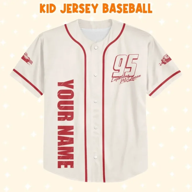 Custom Lightning Mcqueen Baseball Jersey - Kids/Youth/Adult - Personalize With Your Name! - Image 2