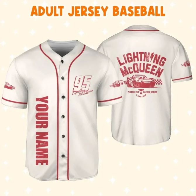 Custom Lightning Mcqueen Baseball Jersey - Kids/Youth/Adult - Personalize With Your Name! - Image 4