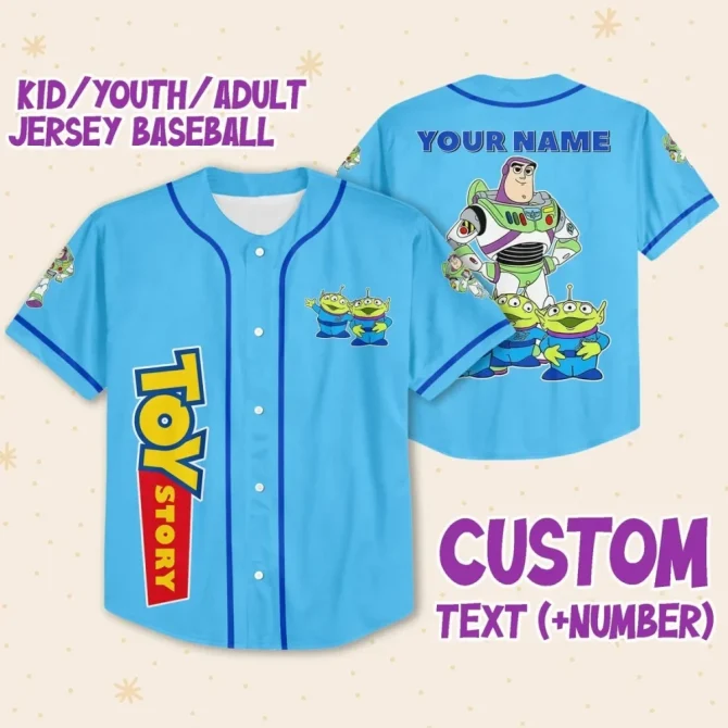 Custom Toy Story Baseball Jersey – Personalize Name & Number For Kids/Youth/Adults