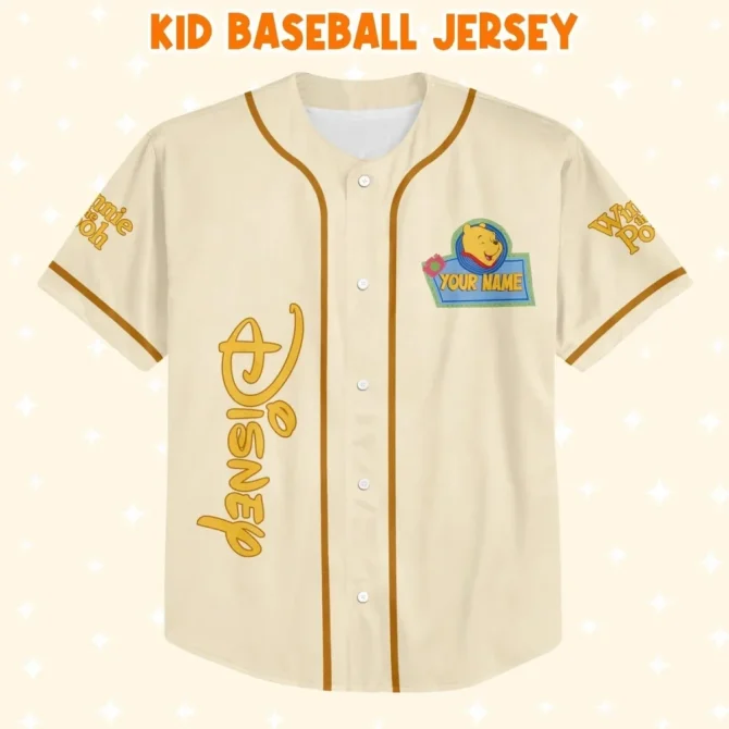 Custom Disney Baseball Jersey For Kids/Adults - Personalized Winnie The Pooh Design - Image 2
