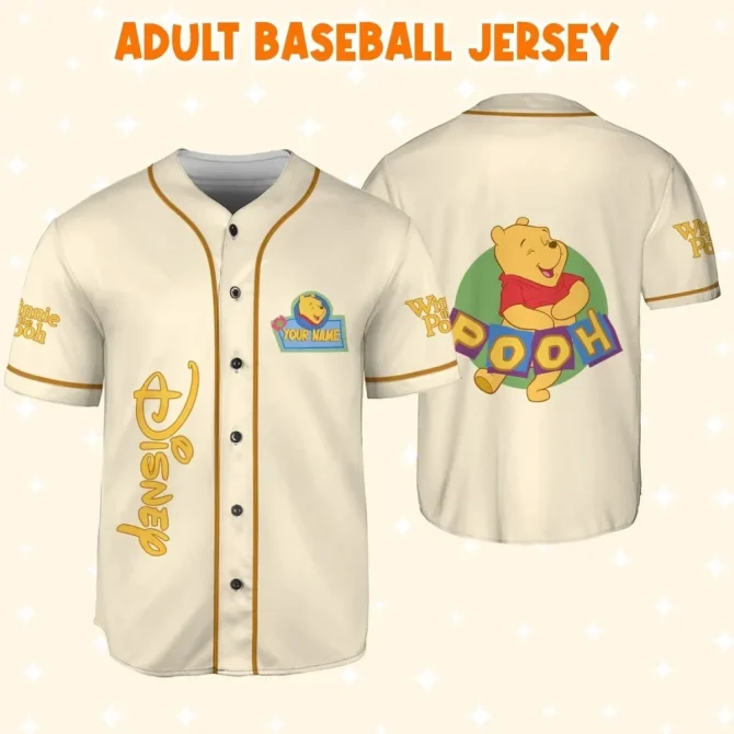 Custom Disney Baseball Jersey For Kids/Adults - Personalized Winnie The Pooh Design - Image 5