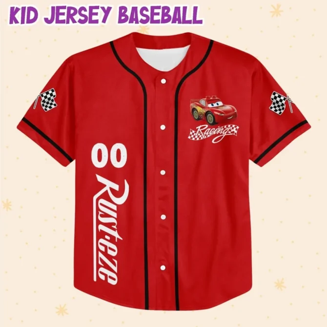 Custom Lightning Mcqueen Baseball Jersey For Kids/Adults – Add Name & Number! - Image 2