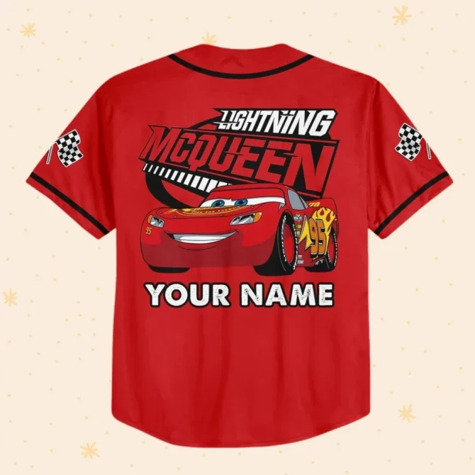 Custom Lightning Mcqueen Baseball Jersey For Kids/Adults – Add Name & Number! - Image 3