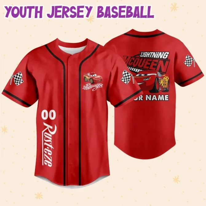Custom Lightning Mcqueen Baseball Jersey For Kids/Adults – Add Name & Number! - Image 5