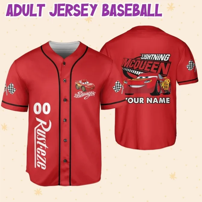 Custom Lightning Mcqueen Baseball Jersey For Kids/Adults – Add Name & Number! - Image 6