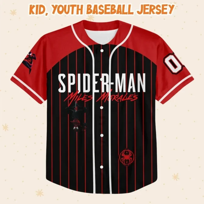 Custom Spider-Man Miles Morales Baseball Jersey - Kids/Youth/Adult - Add Name & Number! - Image 2