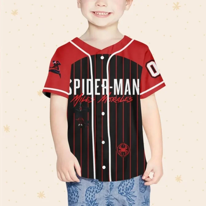Custom Spider-Man Miles Morales Baseball Jersey - Kids/Youth/Adult - Add Name & Number! - Image 4