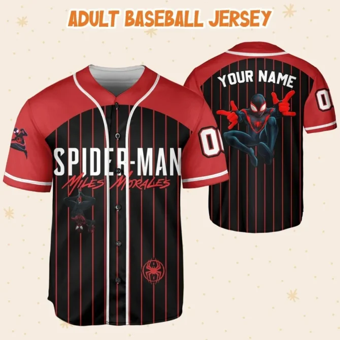 Custom Spider-Man Miles Morales Baseball Jersey - Kids/Youth/Adult - Add Name & Number! - Image 5