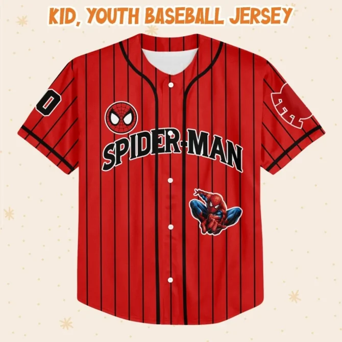 Custom Spider-Man Baseball Jersey For Kids/Adults - Personalize Name & Number! - Image 2