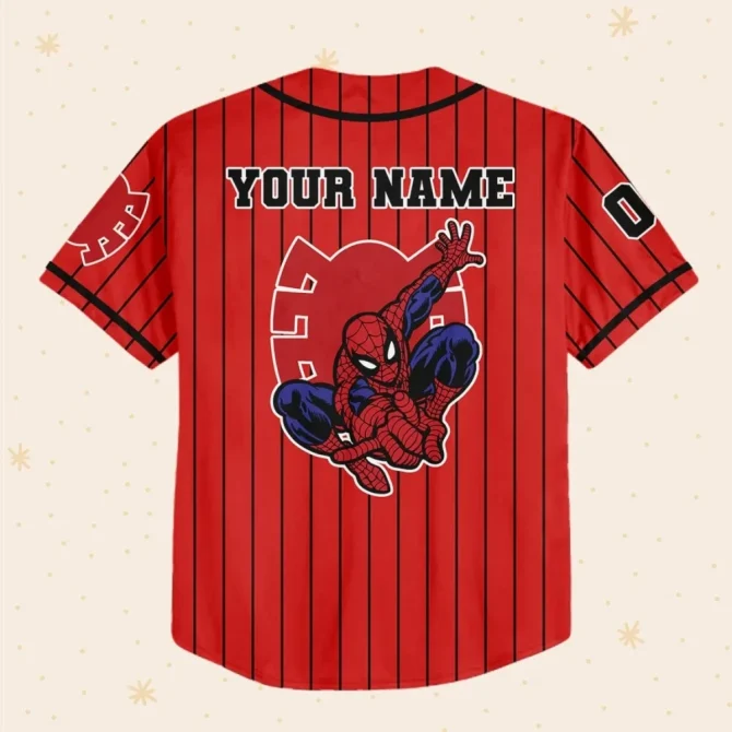 Custom Spider-Man Baseball Jersey For Kids/Adults - Personalize Name & Number! - Image 3