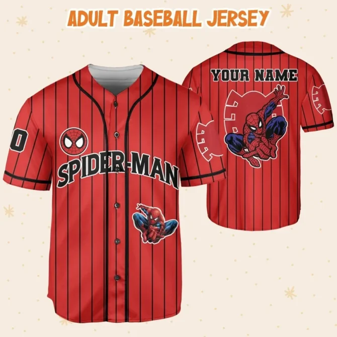Custom Spider-Man Baseball Jersey For Kids/Adults - Personalize Name & Number! - Image 5