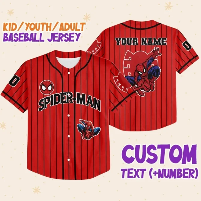Custom Spider-Man Baseball Jersey For Kids/Adults - Personalize Name & Number!