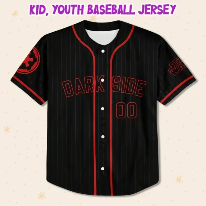 Custom Star Wars Dark Side Baseball Jersey – Kids, Youth & Adult Sizes - Image 2