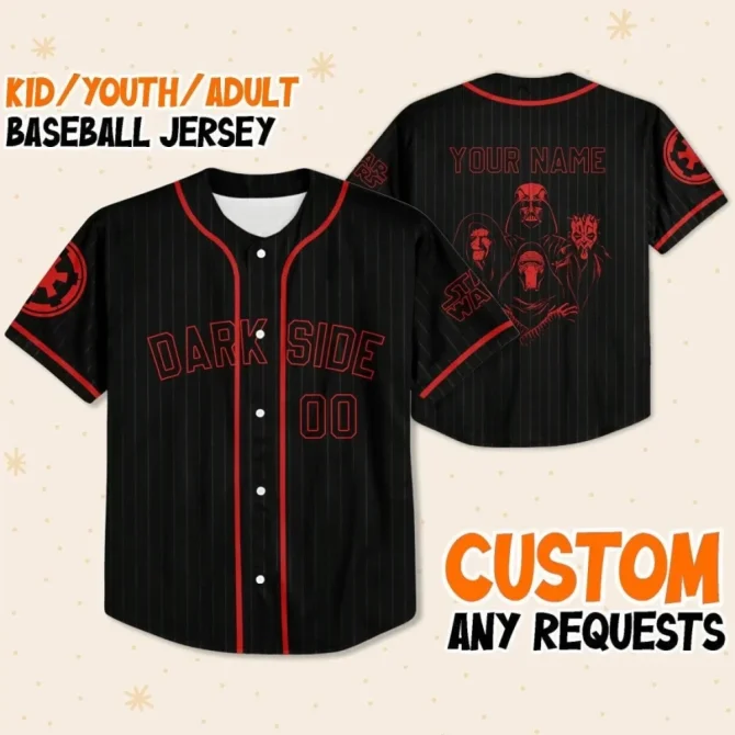 Custom Star Wars Dark Side Baseball Jersey – Kids, Youth & Adult Sizes