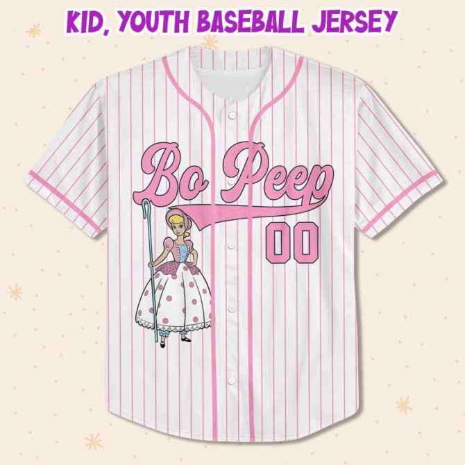 Custom Bo Peep Baseball Jersey For Kids/Youth/Adults – Personalize Your Name! - Image 2