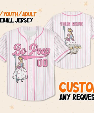 Custom Bo Peep Baseball Jersey For Kids/Youth/Adults – Personalize Your Name!
