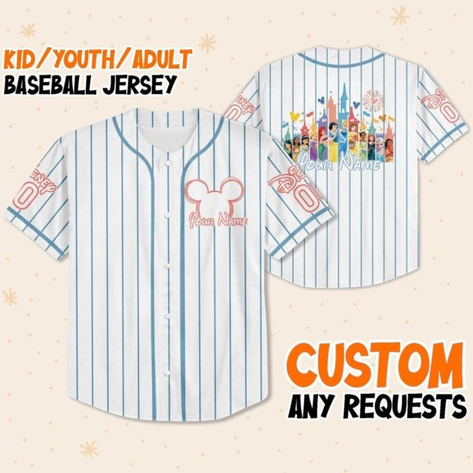 Customizable Kids/Adult Disney-Themed Baseball Jersey - Personalize Your Name!
