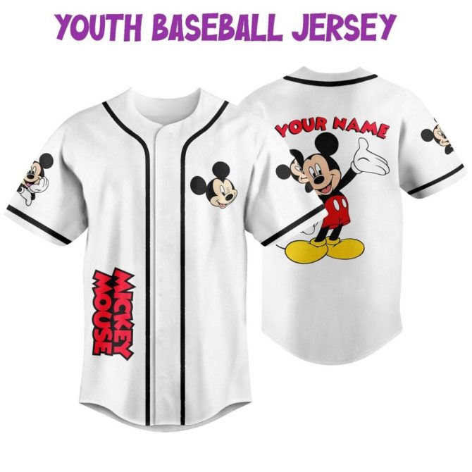 Custom Mickey Mouse Baseball Jersey - Kids/Youth/Adult Sizes – Add Your Name & Number! - Image 8