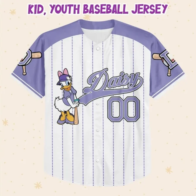 Custom Kids/Adult Baseball Jersey - Personalized Name & Number - Daisy Design - Image 2