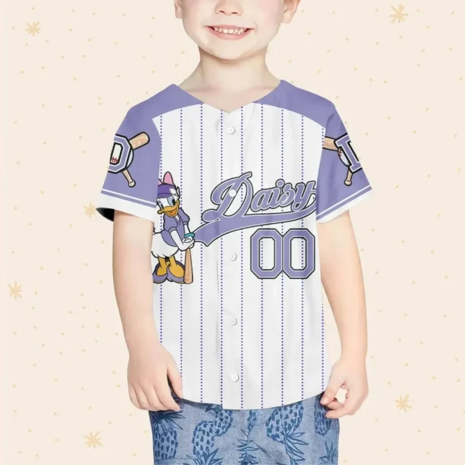 Custom Kids/Adult Baseball Jersey - Personalized Name & Number - Daisy Design - Image 4