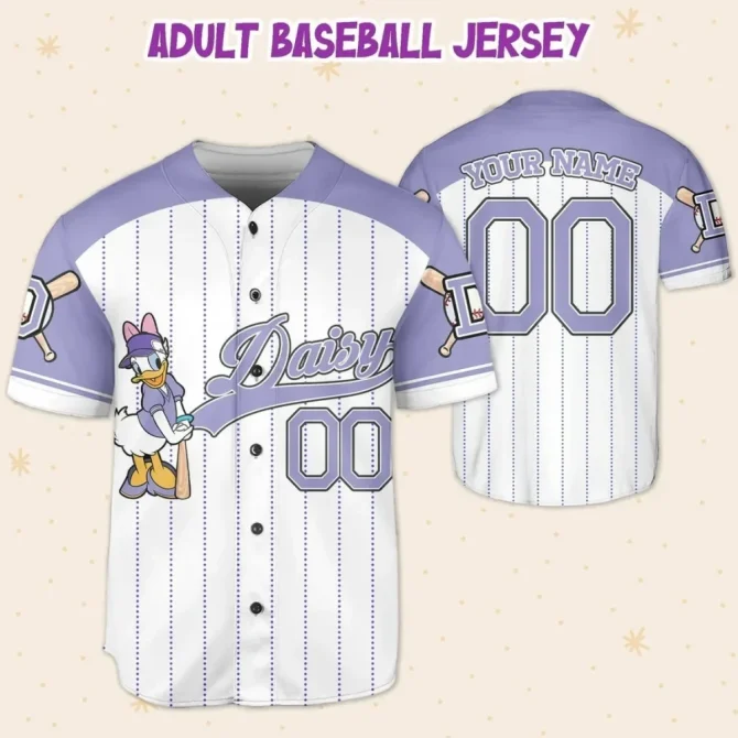 Custom Kids/Adult Baseball Jersey - Personalized Name & Number - Daisy Design - Image 5