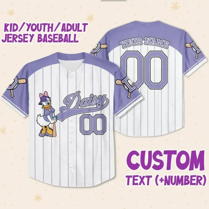 Custom Kids/Adult Baseball Jersey - Personalized Name & Number - Daisy Design