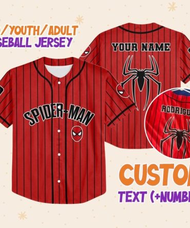 Custom Spider-Man Baseball Jersey For Kids/Adults – Personalized Name & Number
