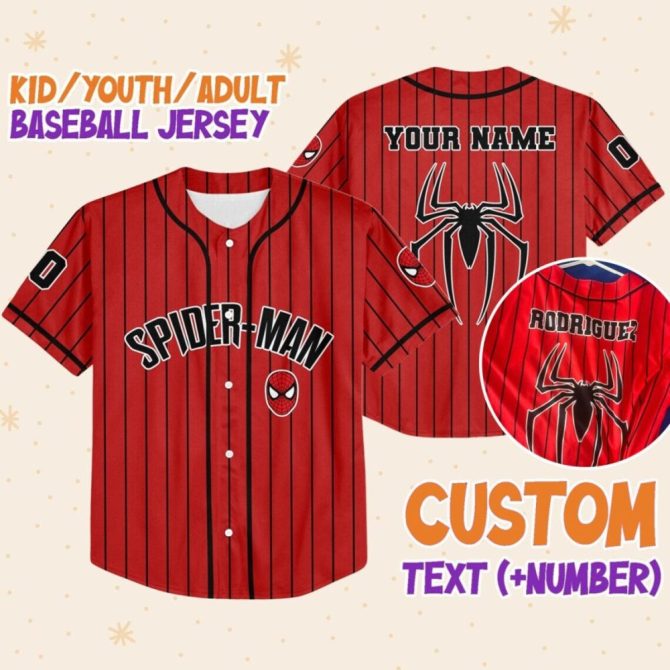 Custom Spider-Man Baseball Jersey For Kids/Adults – Personalized Name & Number