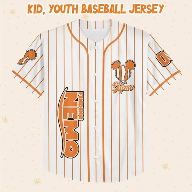 Customizable Nemo Baseball Jersey For Kids/Youth/Adults – Personalize With Name & Number! - Image 2