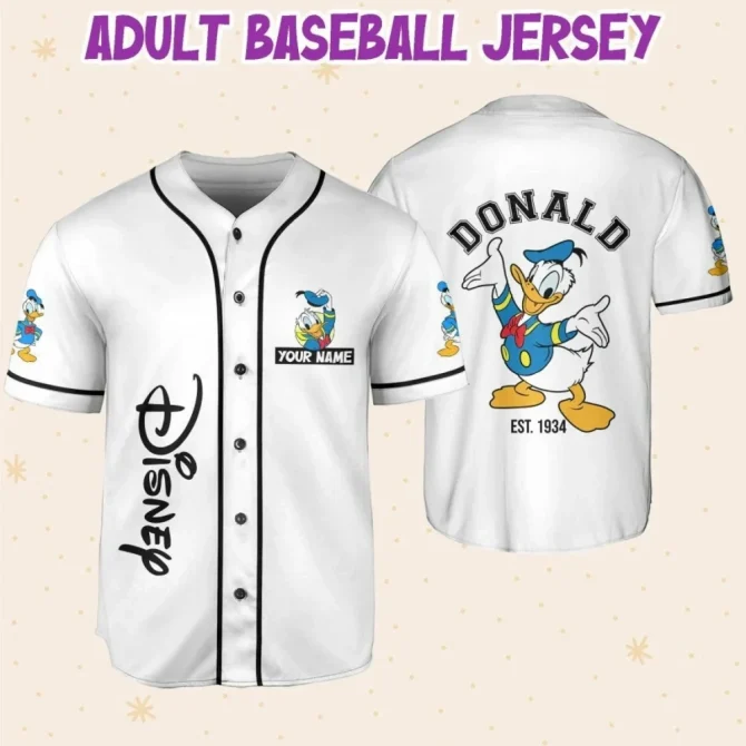 Custom Disney Baseball Jersey For Kids/Adults - Add Your Name & Number - Donald Duck Design - Image 6