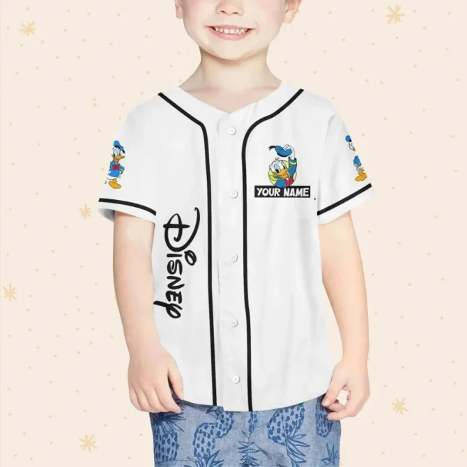 Custom Disney Baseball Jersey For Kids/Adults - Add Your Name & Number - Donald Duck Design - Image 4