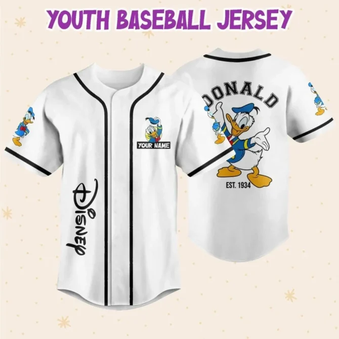 Custom Disney Baseball Jersey For Kids/Adults - Add Your Name & Number - Donald Duck Design - Image 5