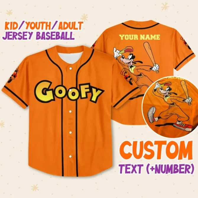 Custom Goofy Baseball Jersey For Kids/Youth/Adults - Personalize With Name & Number!