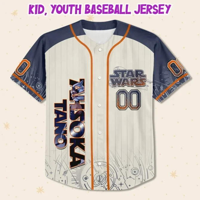 Custom Star Wars Baseball Jersey - Ahsoka Tano Design For Kids/Youth/Adults - Personalize Now! - Image 2