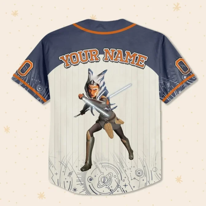 Custom Star Wars Baseball Jersey - Ahsoka Tano Design For Kids/Youth/Adults - Personalize Now! - Image 3