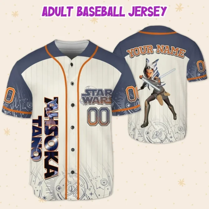 Custom Star Wars Baseball Jersey - Ahsoka Tano Design For Kids/Youth/Adults - Personalize Now! - Image 5