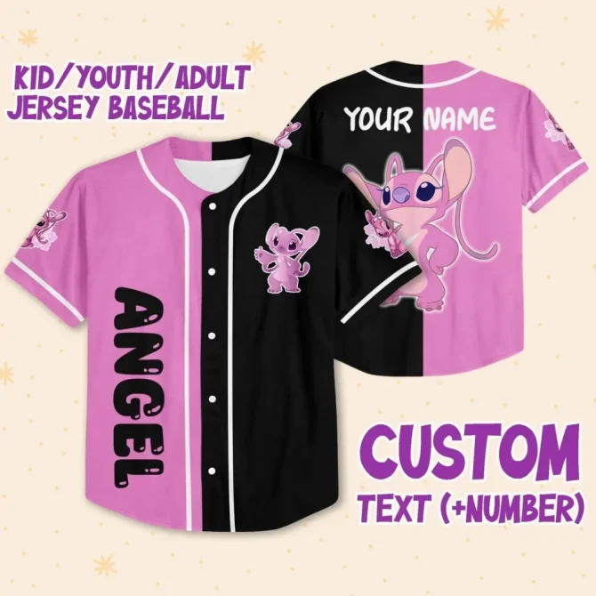 Customizable Pink/Black Baseball Jersey - Kids/Youth/Adult Sizes - Add Your Name & Number!