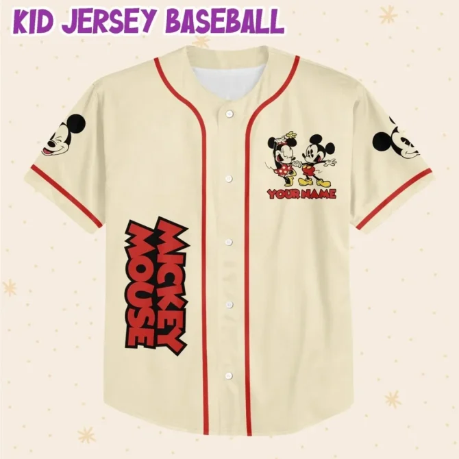 Custom Mickey Mouse Baseball Jersey For Kids/Youth/Adults - Personalize Name & Number - Image 2