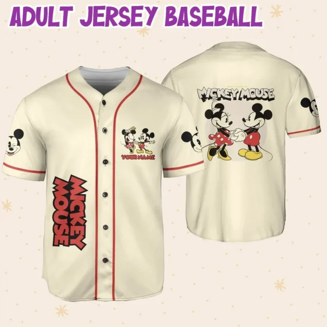 Custom Mickey Mouse Baseball Jersey For Kids/Youth/Adults - Personalize Name & Number - Image 6