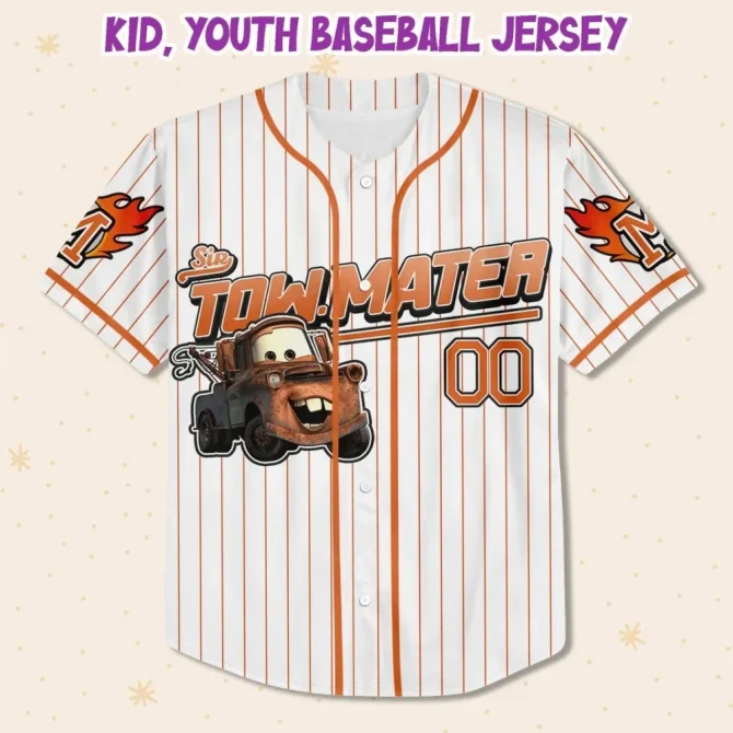 Custom Tow Mater Baseball Jersey - Kids/Youth/Adult Sizes, Personalized Name & Number! - Image 2