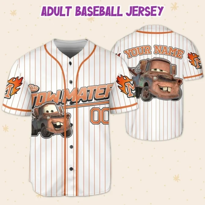Custom Tow Mater Baseball Jersey - Kids/Youth/Adult Sizes, Personalized Name & Number! - Image 5