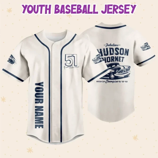 Custom Baseball Jersey For Kids/Youth/Adults - Personalized Name & Number, Stylish Hudson Hornet Design - Image 5