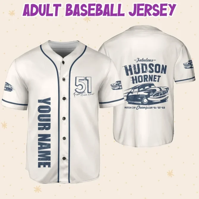 Custom Baseball Jersey For Kids/Youth/Adults - Personalized Name & Number, Stylish Hudson Hornet Design - Image 6