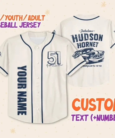 Custom Baseball Jersey For Kids/Youth/Adults - Personalized Name & Number, Stylish Hudson Hornet Design
