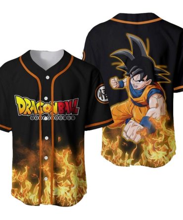 Dragon Ball Z Goku Baseball Jersey – Anime Fans’ Must-Have Flame Design!