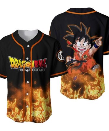 Dragon Ball Z Goku Baseball Jersey - Anime Fan Flame Design - Unisex Sportswear Top