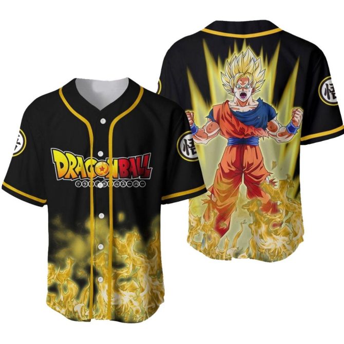 Dragon Ball Z Baseball Jersey - Super Saiyan Goku Design , Unisex Anime Apparel