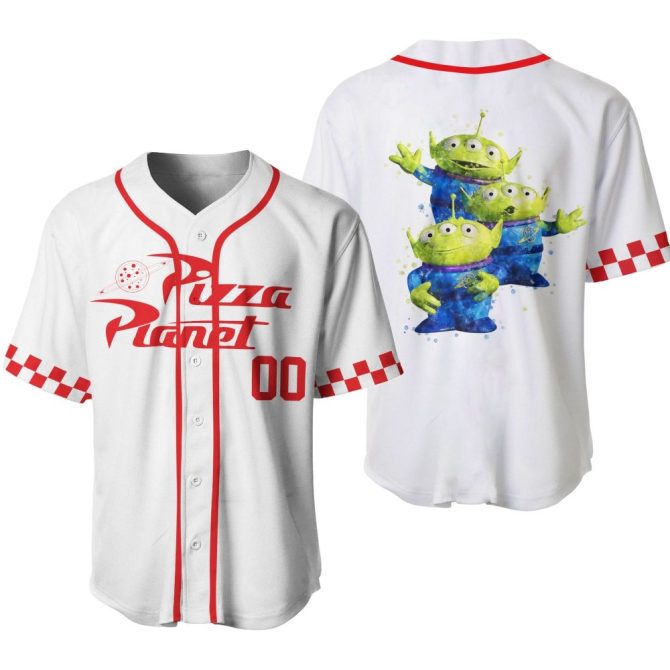 Pizza Planet Baseball Jersey - Fun Alien Design, Unisex, Perfect For Fans!